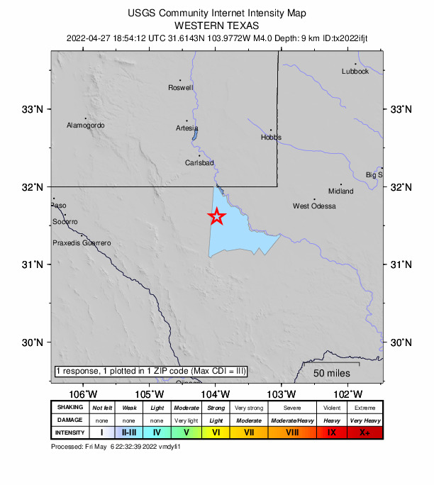 Did You Feel It? map: shaking reported by the public