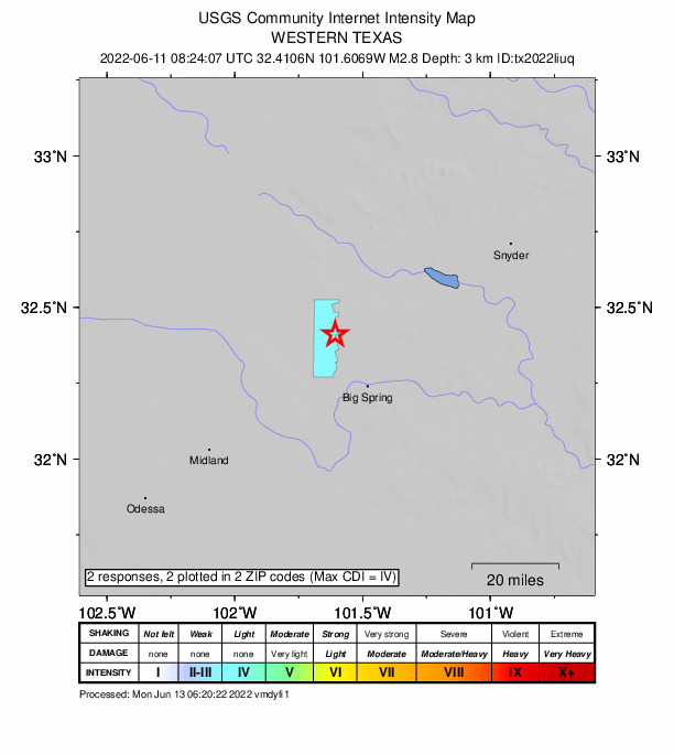 Did You Feel It? map: shaking reported by the public