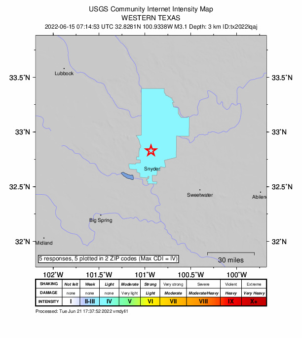 Did You Feel It? map: shaking reported by the public