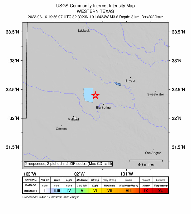 Did You Feel It? map: shaking reported by the public