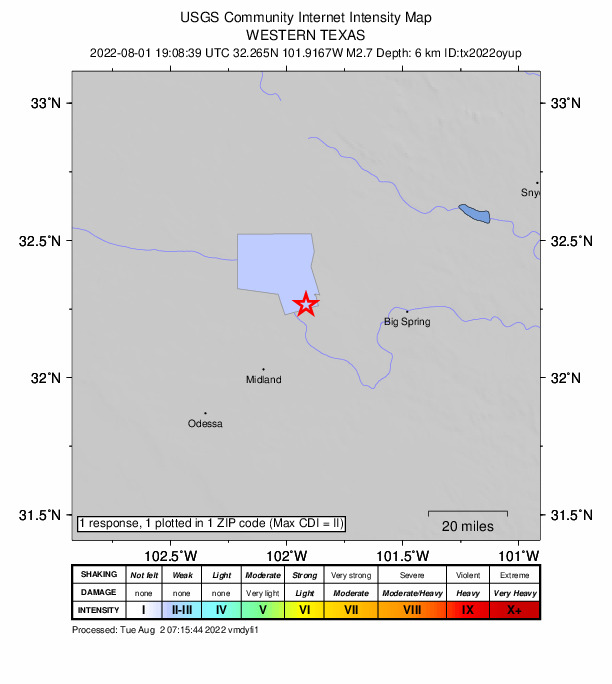 Did You Feel It? map: shaking reported by the public