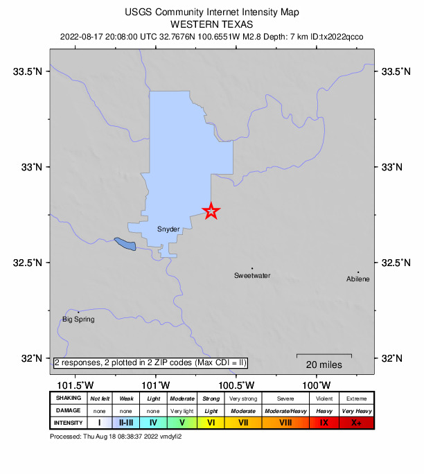 Did You Feel It? map: shaking reported by the public