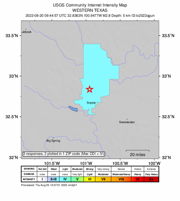 Did You Feel It? map: shaking reported by the public