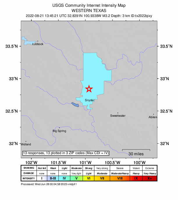 Did You Feel It? map: shaking reported by the public