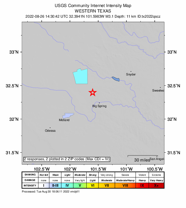 Did You Feel It? map: shaking reported by the public