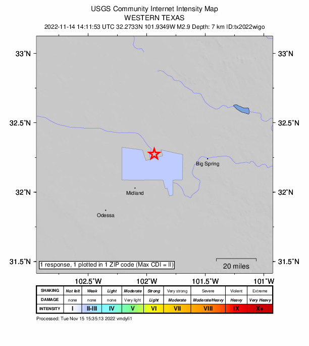 Did You Feel It? map: shaking reported by the public
