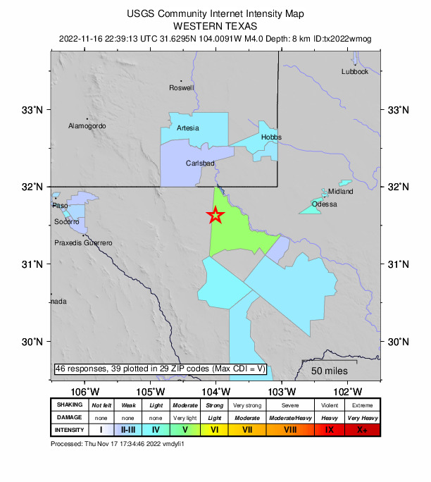 Did You Feel It? map: shaking reported by the public