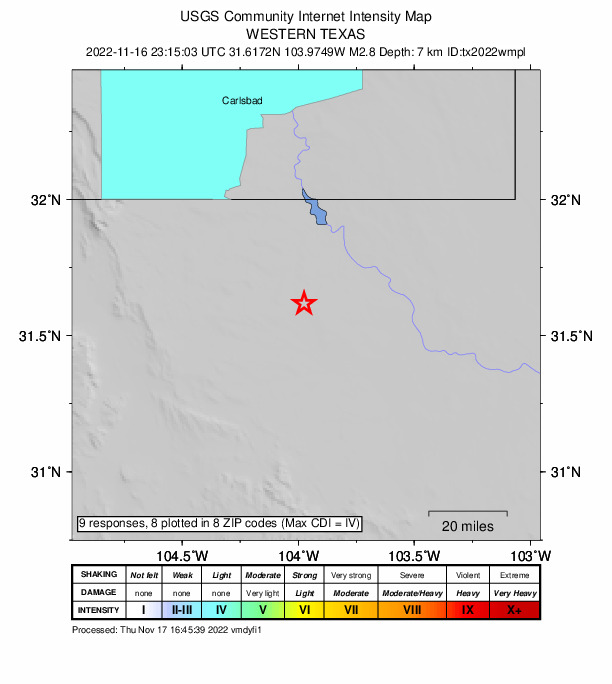 Did You Feel It? map: shaking reported by the public