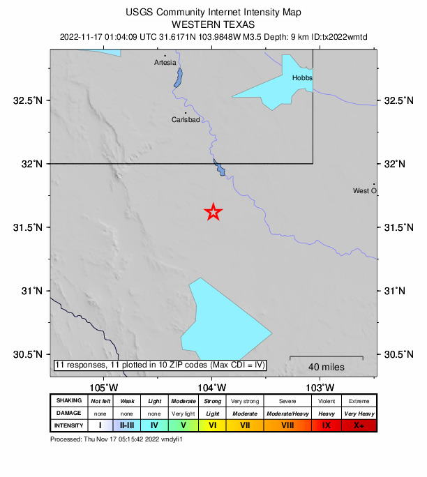 Did You Feel It? map: shaking reported by the public