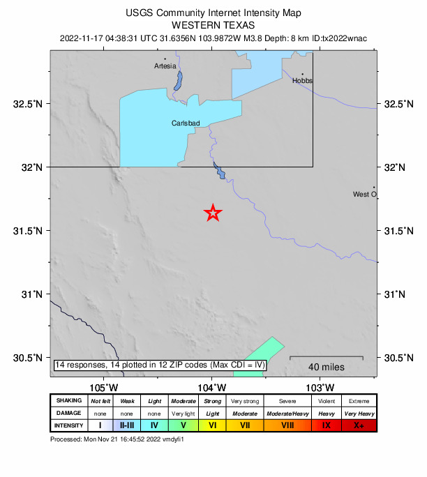 Did You Feel It? map: shaking reported by the public