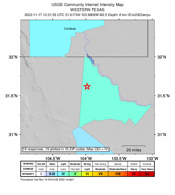 Did You Feel It? map: shaking reported by the public