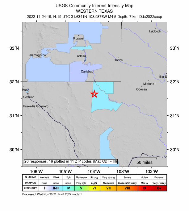 Did You Feel It? map: shaking reported by the public