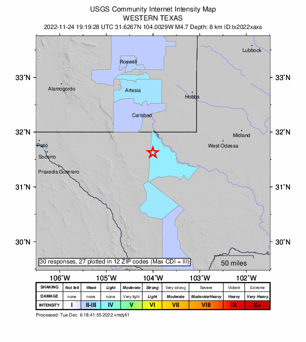 Did You Feel It? map: shaking reported by the public