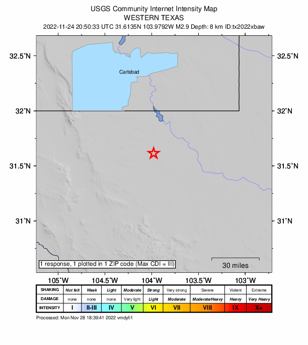 Did You Feel It? map: shaking reported by the public