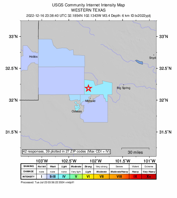 Did You Feel It? map: shaking reported by the public