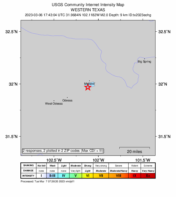 Did You Feel It? map: shaking reported by the public