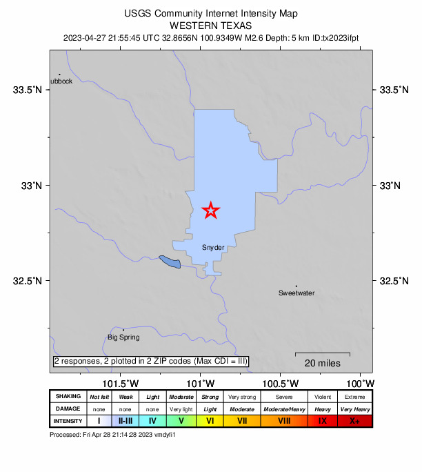 Did You Feel It? map: shaking reported by the public