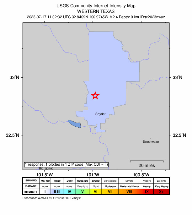 Did You Feel It? map: shaking reported by the public