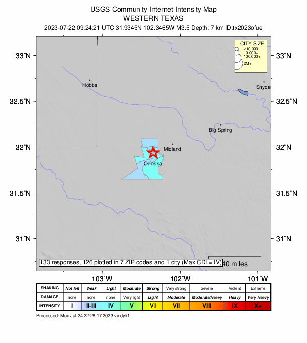 Did You Feel It? map: shaking reported by the public