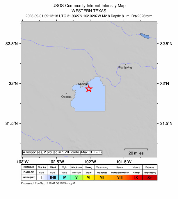 Did You Feel It? map: shaking reported by the public