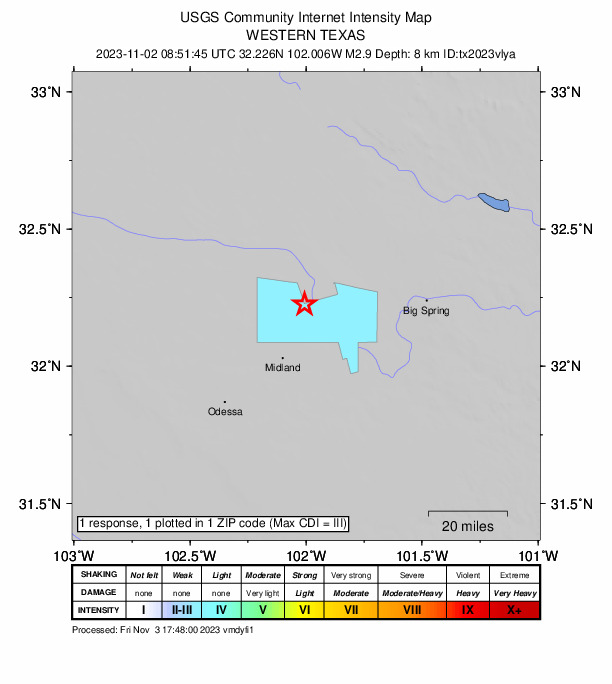 Did You Feel It? map: shaking reported by the public