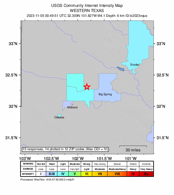 Did You Feel It? map: shaking reported by the public