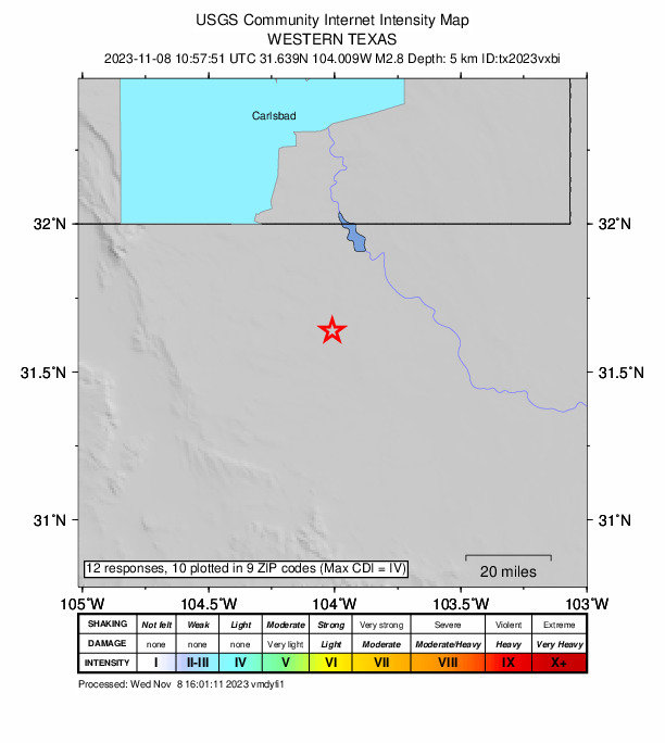 Did You Feel It? map: shaking reported by the public