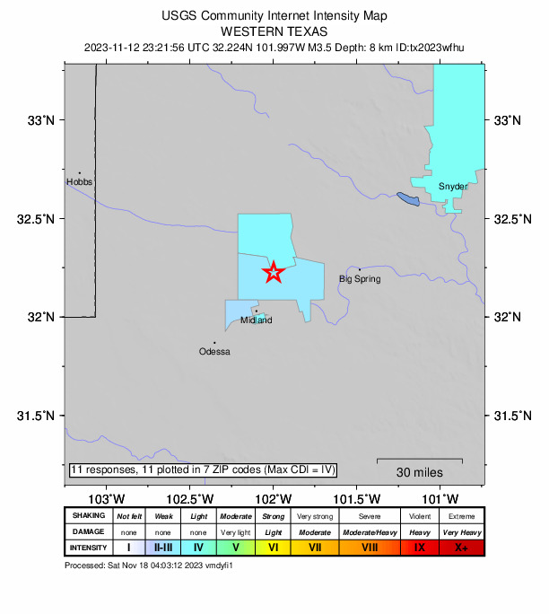 Did You Feel It? map: shaking reported by the public