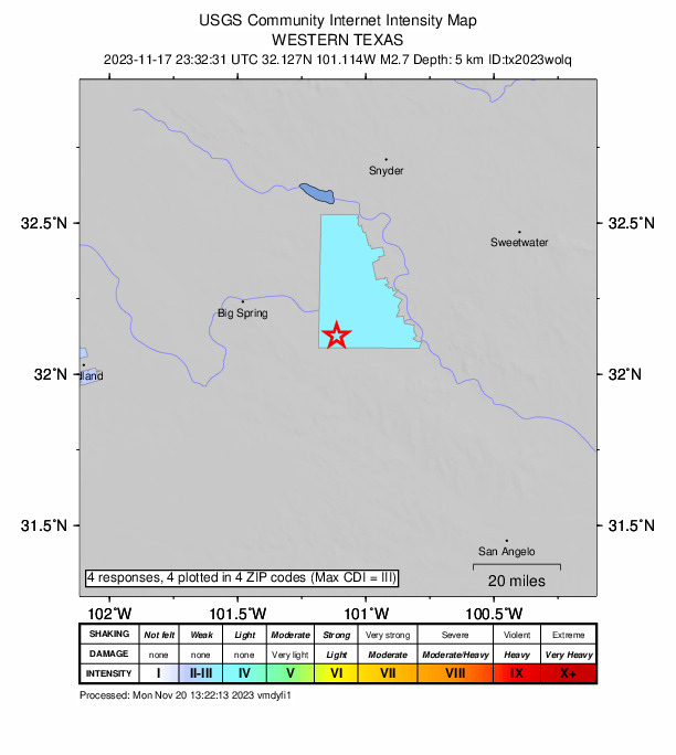 Did You Feel It? map: shaking reported by the public