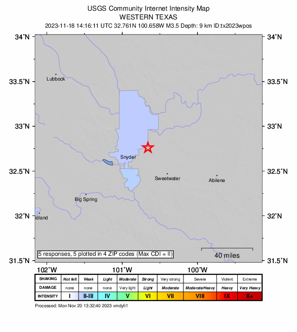 Did You Feel It? map: shaking reported by the public