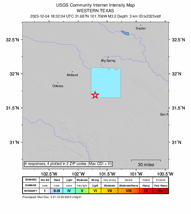 Did You Feel It? map: shaking reported by the public