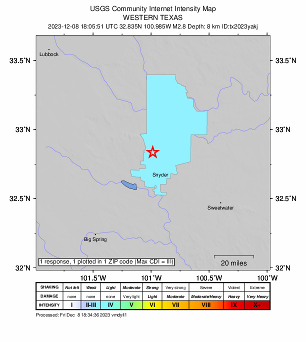 Did You Feel It? map: shaking reported by the public