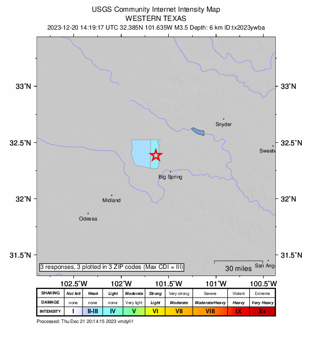 Did You Feel It? map: shaking reported by the public