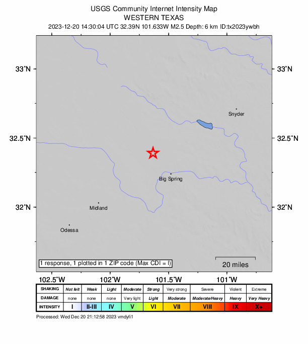 Did You Feel It? map: shaking reported by the public
