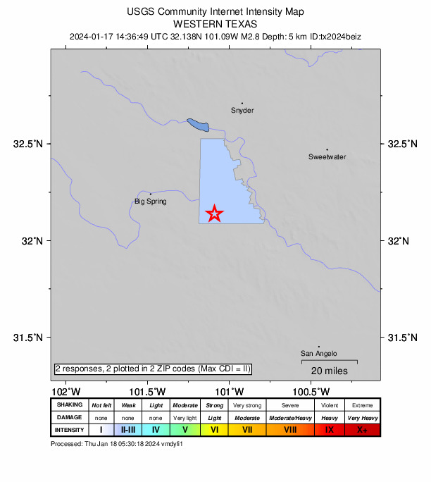 Did You Feel It? map: shaking reported by the public