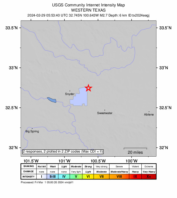Did You Feel It? map: shaking reported by the public