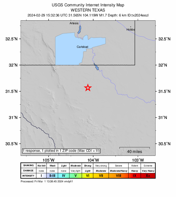 Did You Feel It? map: shaking reported by the public
