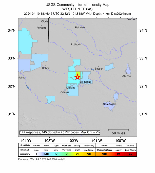 Did You Feel It? map: shaking reported by the public