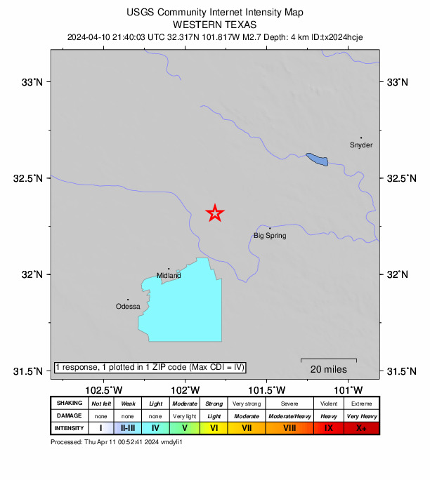 Did You Feel It? map: shaking reported by the public