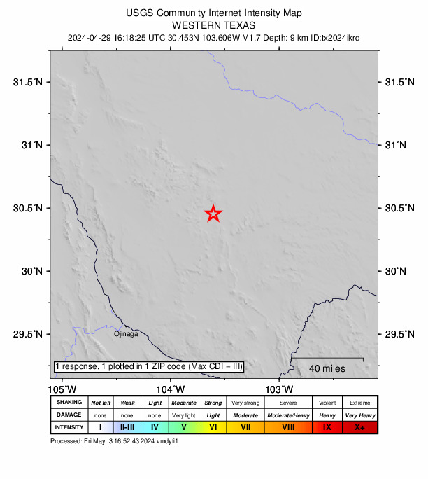 Did You Feel It? map: shaking reported by the public