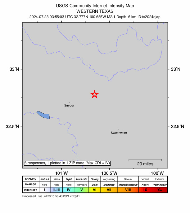 Did You Feel It? map: shaking reported by the public