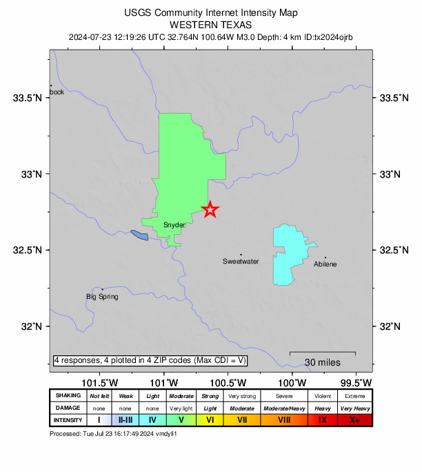 Did You Feel It? map: shaking reported by the public
