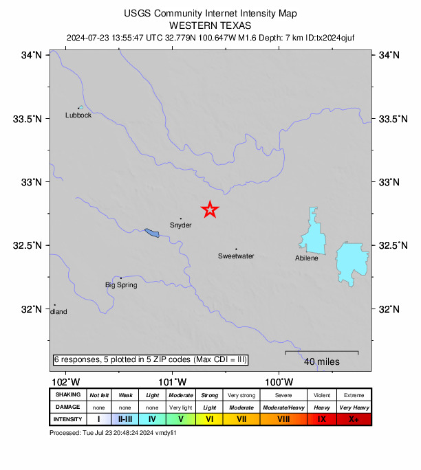Did You Feel It? map: shaking reported by the public