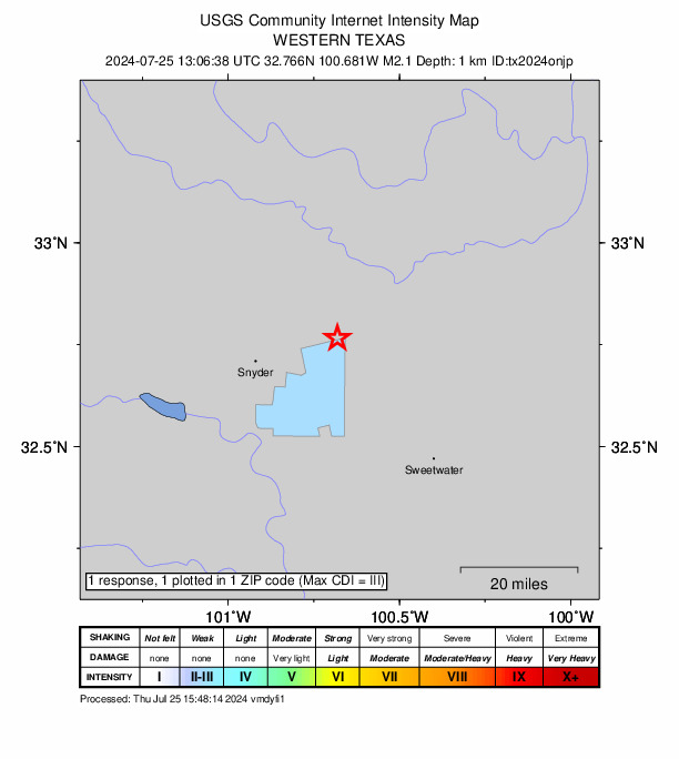 Did You Feel It? map: shaking reported by the public