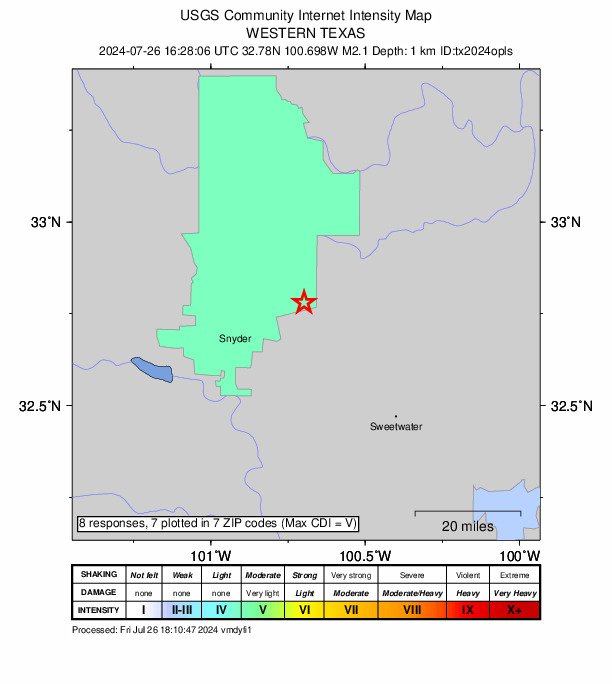 Did You Feel It? map: shaking reported by the public