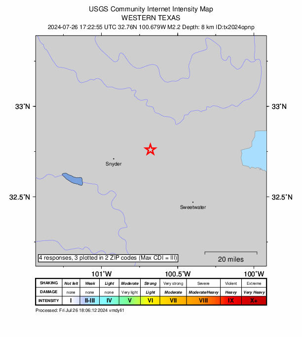 Did You Feel It? map: shaking reported by the public