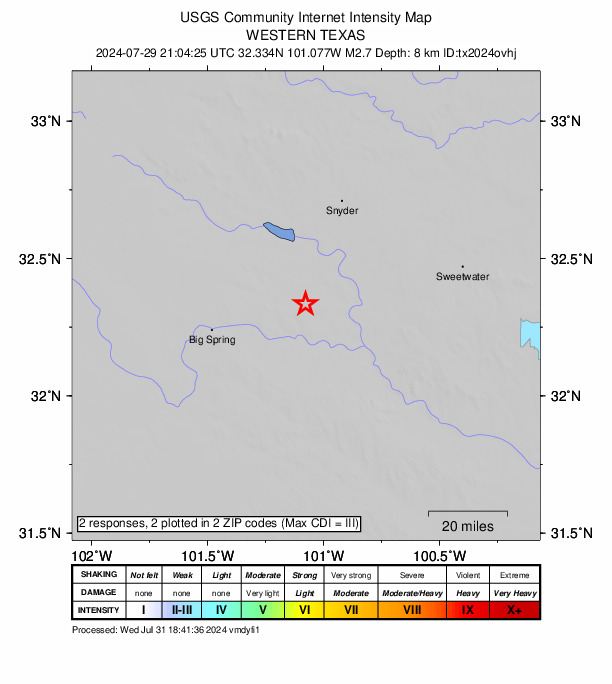 Did You Feel It? map: shaking reported by the public