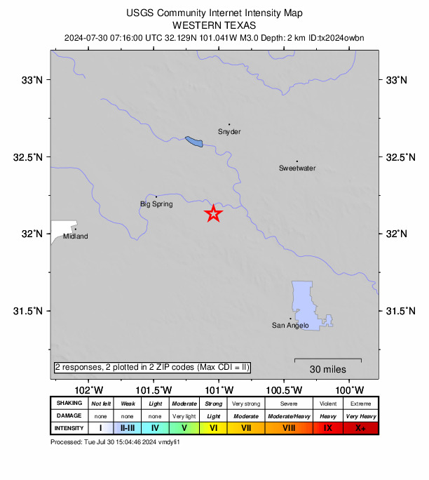 Did You Feel It? map: shaking reported by the public