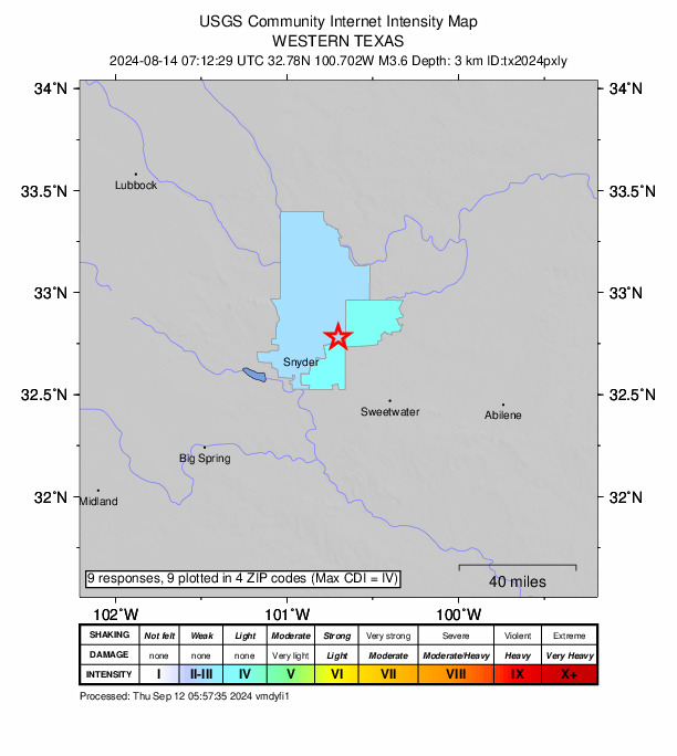 Did You Feel It? map: shaking reported by the public