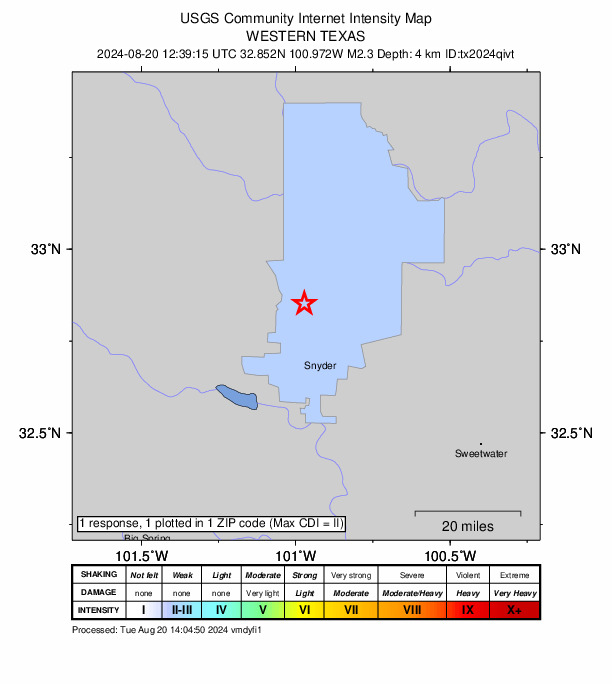 Did You Feel It? map: shaking reported by the public